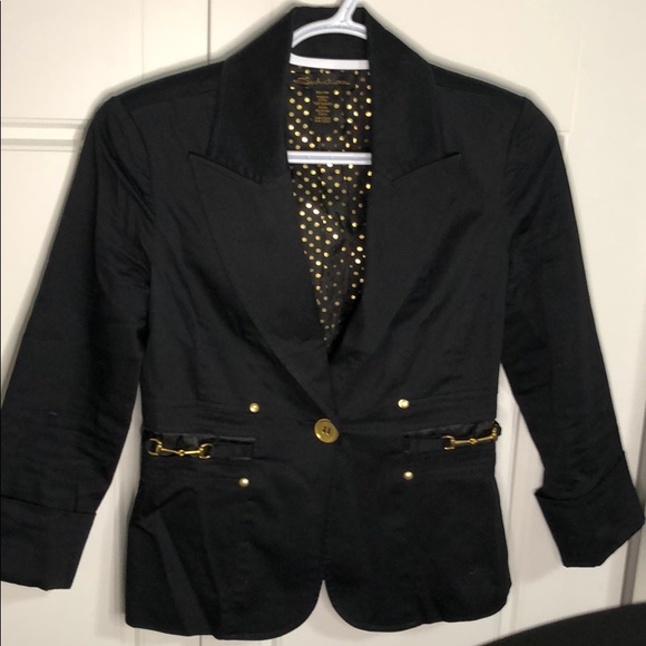 Seduction black blazer with gold buckle - Picture 1 of 8